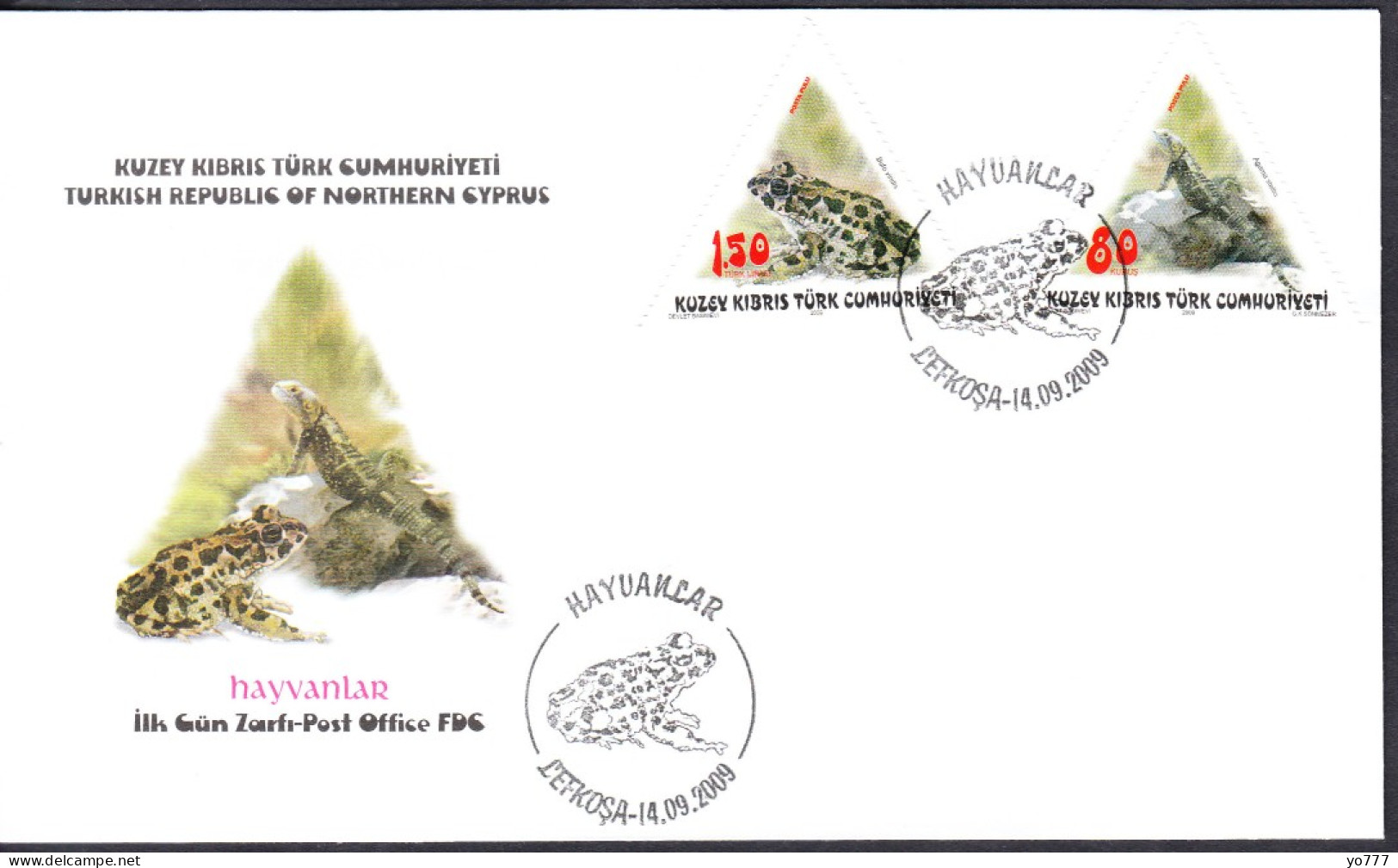 KK-258 NORTHERN CYPRUS ANIMALS FROG F.D.C. - Lettres & Documents