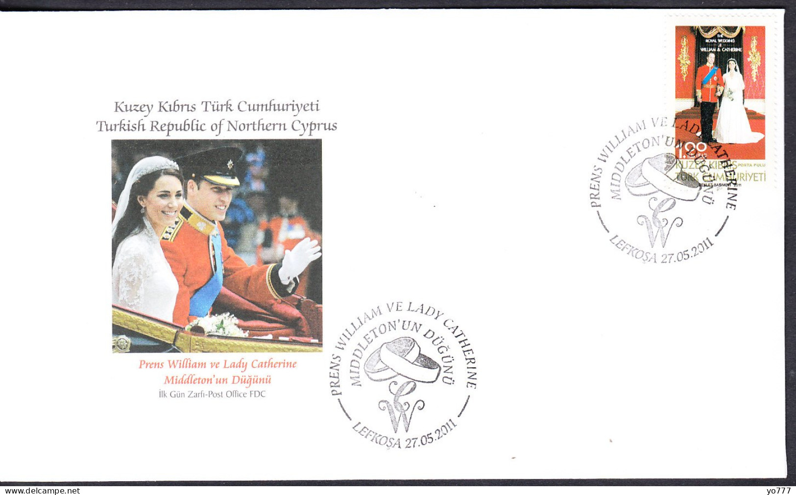 KK-276 NORTHERN CYPRUS WILLIAM AND CATHERINE MIDDLETON WEDDING F.D.C. - Lettres & Documents