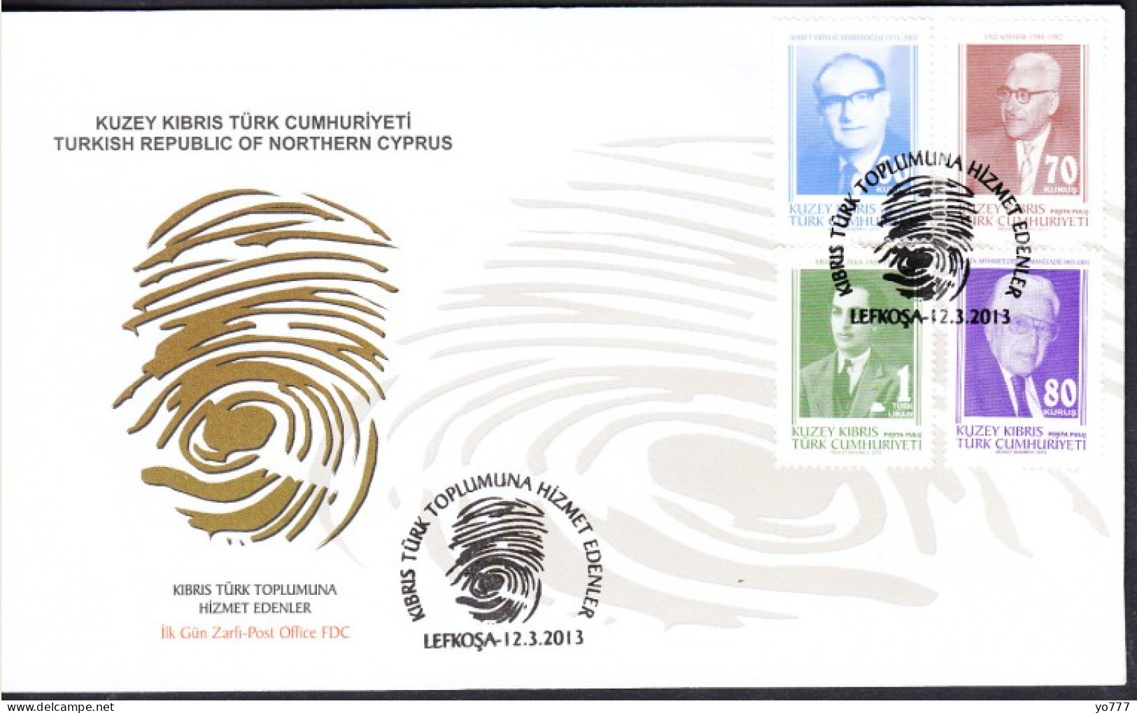 KK-284 2013 NORTHERN CYPRUS FAMOUS PEOPLE F.D.C. - Covers & Documents