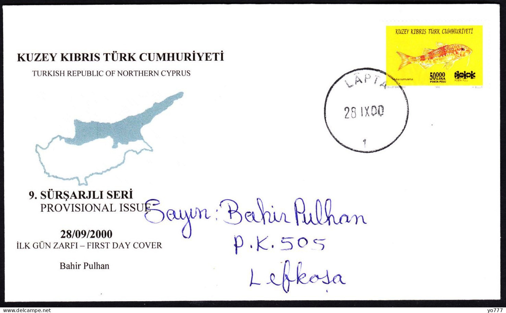 KK-400 NORTHERN CYPRUS  2000 PROVISIONAL ISSUE F.D.C. """" VERY RARE """" - Covers & Documents