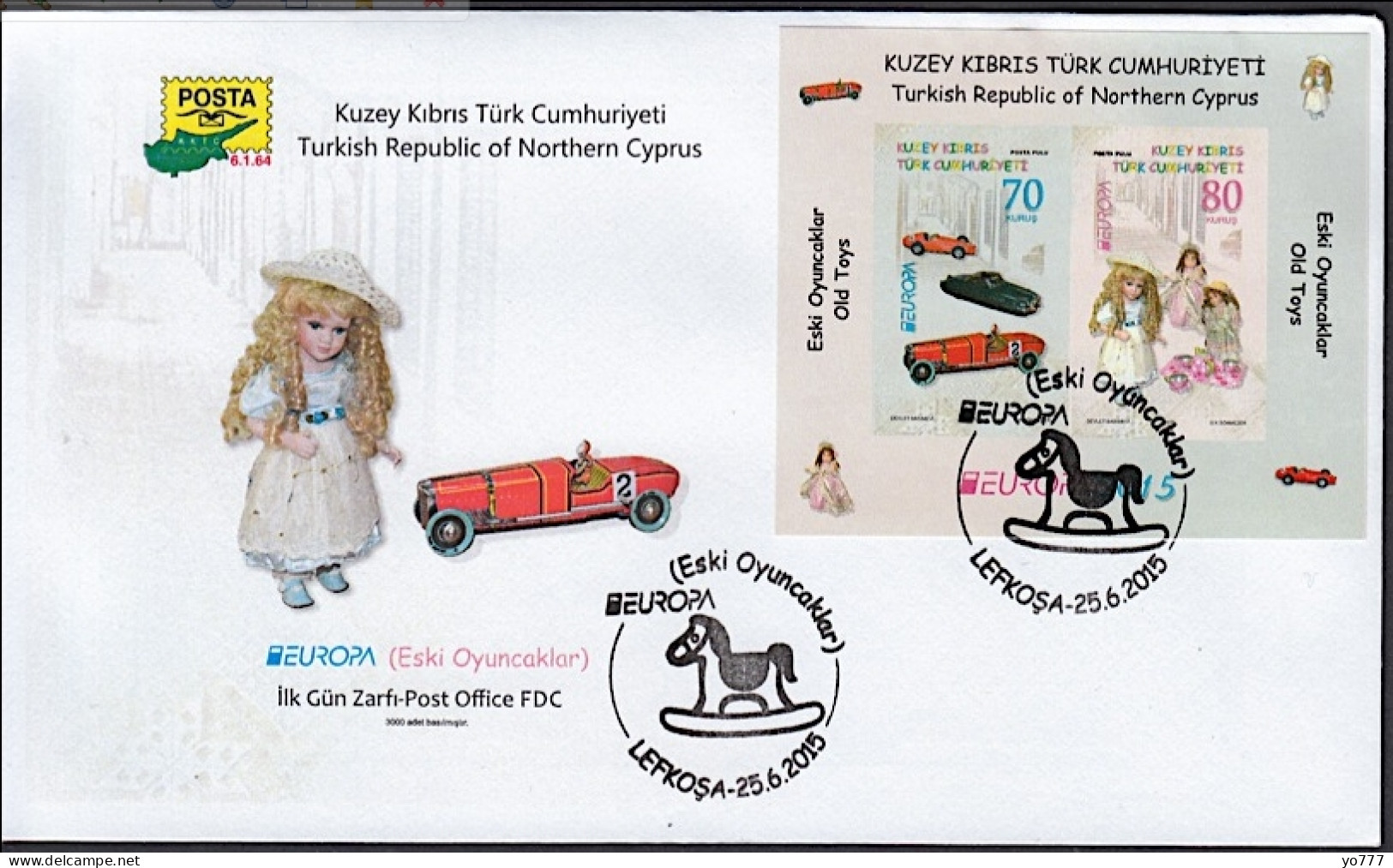 KK-598 NORTHERN CYPRUS EUROPA OLD TOYS SOUVENIR SHEET F.D.C. - Cartas & Documentos