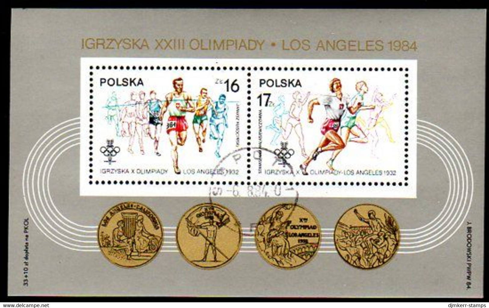 POLAND 1984 Olympic Games Block Used.  Michel Block 94 - Blocks & Sheetlets & Panes