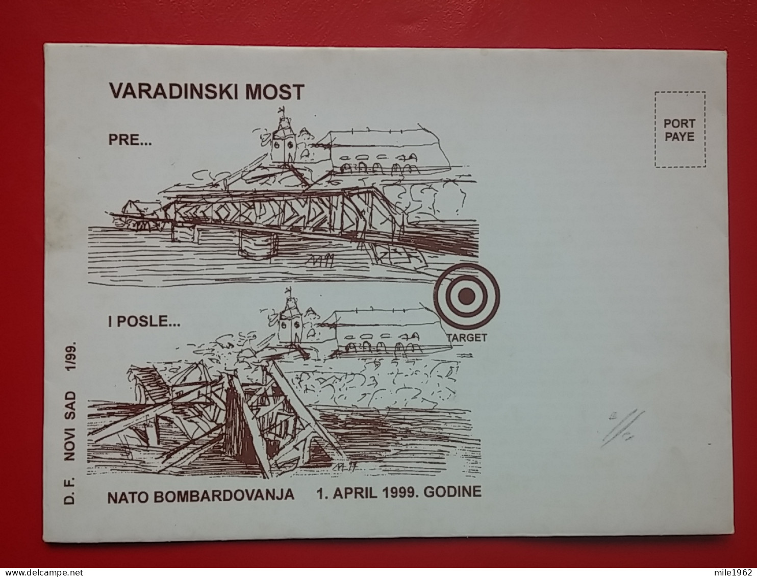 KOV 704-2 - Letter, Lettre, YUGOSLAVIA, BLANK, BLANC, Varadin, 1999, NATO  Bombardment - Lettres & Documents