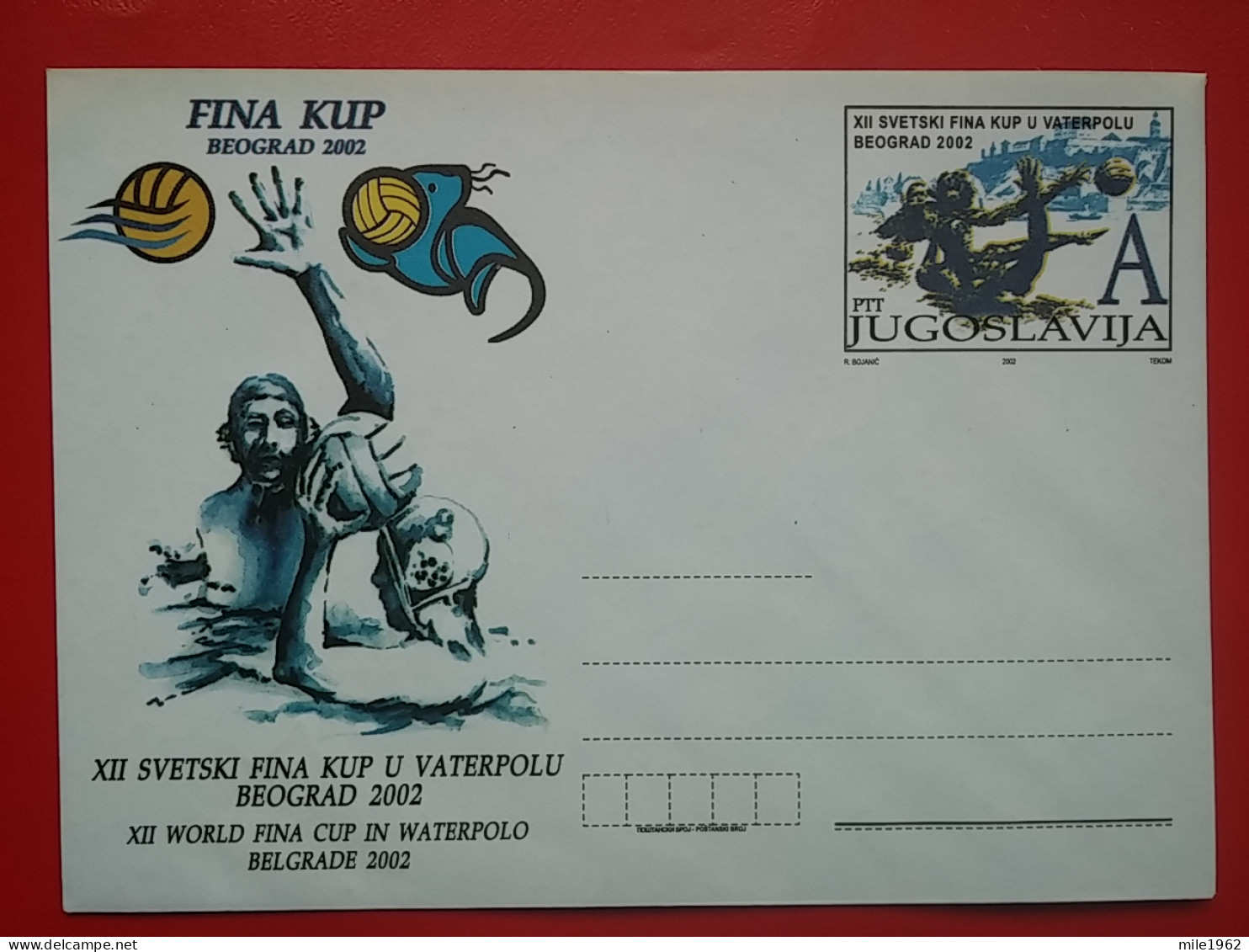 KOV 704-2 - Letter, Lettre, YUGOSLAVIA, BLANK, BLANC, Waterpolo, World Fina Cup Belgrade 2002 - Covers & Documents