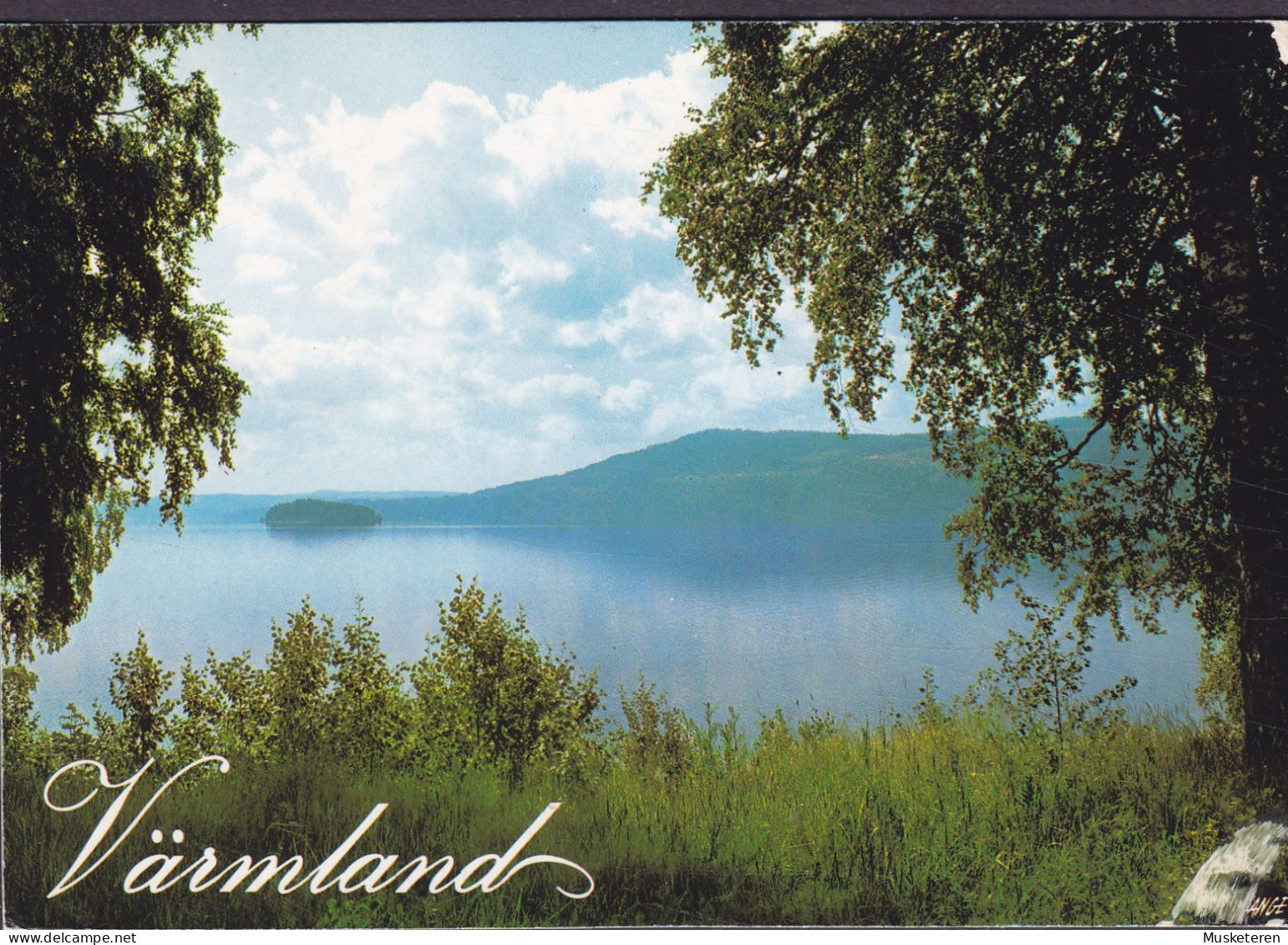 Sweden PPC Värmland Utsikt över Fryken PRIORITAIRE 1:a Klassbrev Label 2000 To Denmark (2 Scans) - Covers & Documents