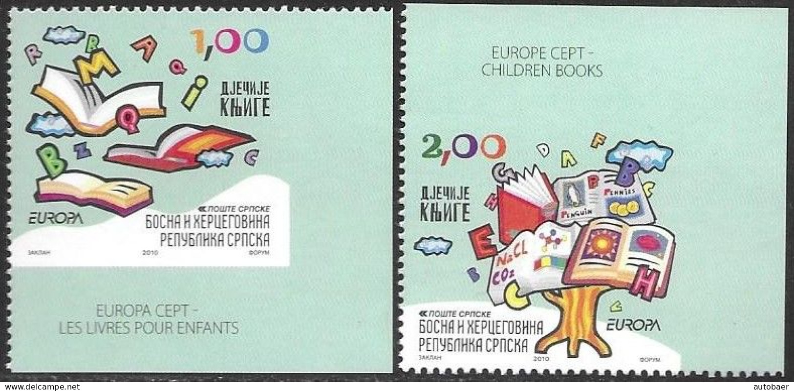 Bosna Bosnia Bosnien Serbia Serba 2010 Europa Cept Michel 493-94E ** MNH Neuf Postfrisch Unperforated 2 Sides - 2010