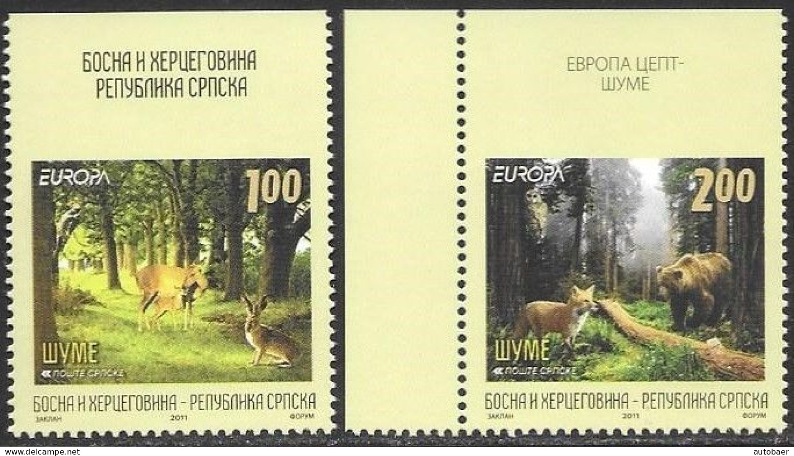 Bosna Bosnia Bosnien Serbia Serba 2011 Europa Cept Michel 525-26Do ** MNH Neuf Postfrisch Unperforated On Top - 2011