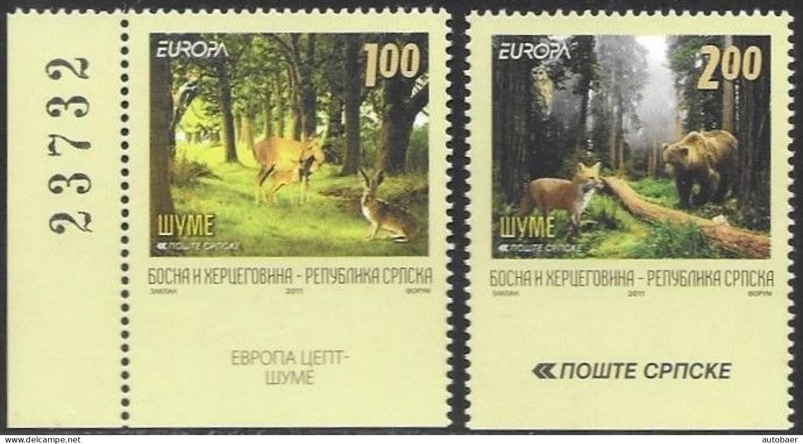 Bosna Bosnia Bosnien Serbia Serba 2011 Europa Cept Michel 525-26Du ** MNH Neuf Postfrisch Unperforated At Bottom - 2011