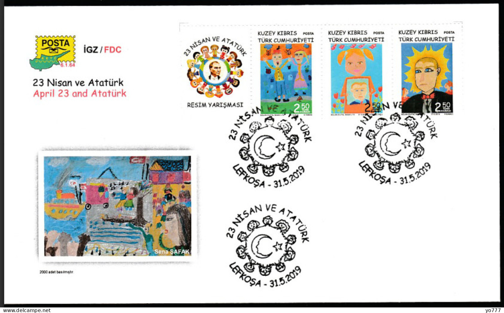 KK-808 Northern Cyprus April 23 And ATATURK Children's Day F.D.C. - Cartas & Documentos