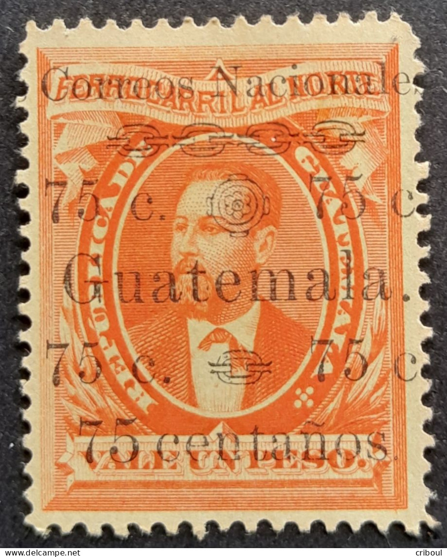 Guatemala 1886 Chemin De Fer Barrios Erreur De Surcharge Overprint Error CENTANOS Au Lieu De CENTAVOS Yvert 29 * MH - Erreurs Sur Timbres