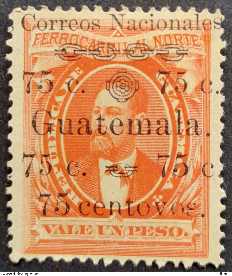 Guatemala 1886 Chemin De Fer Barrios Erreur De Surcharge Overprint Error CENTOVOS Au Lieu De CENTAVOS Yvert 29 * MH - Fehldrucke