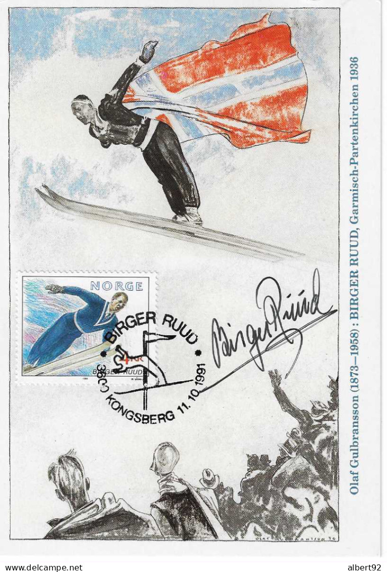 1991 Hommage à Birger Ruud  Médaillé Or (saut) Aux Jeux Olympiques Lake Placid 1932 Et Garmisch-Partenkirchen 1936 - Invierno 1932: Lake Placid