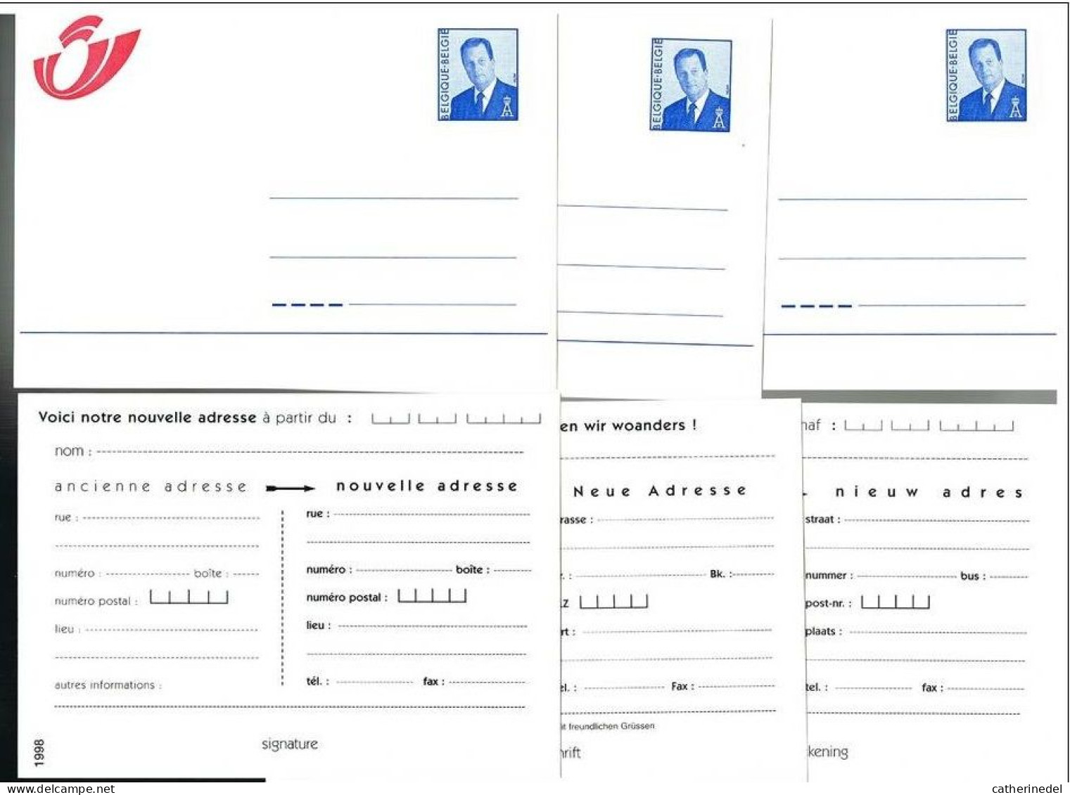 Année  1998 :  Cartes Avis De Changement D'adresse -  3 Langues - Adreswijziging