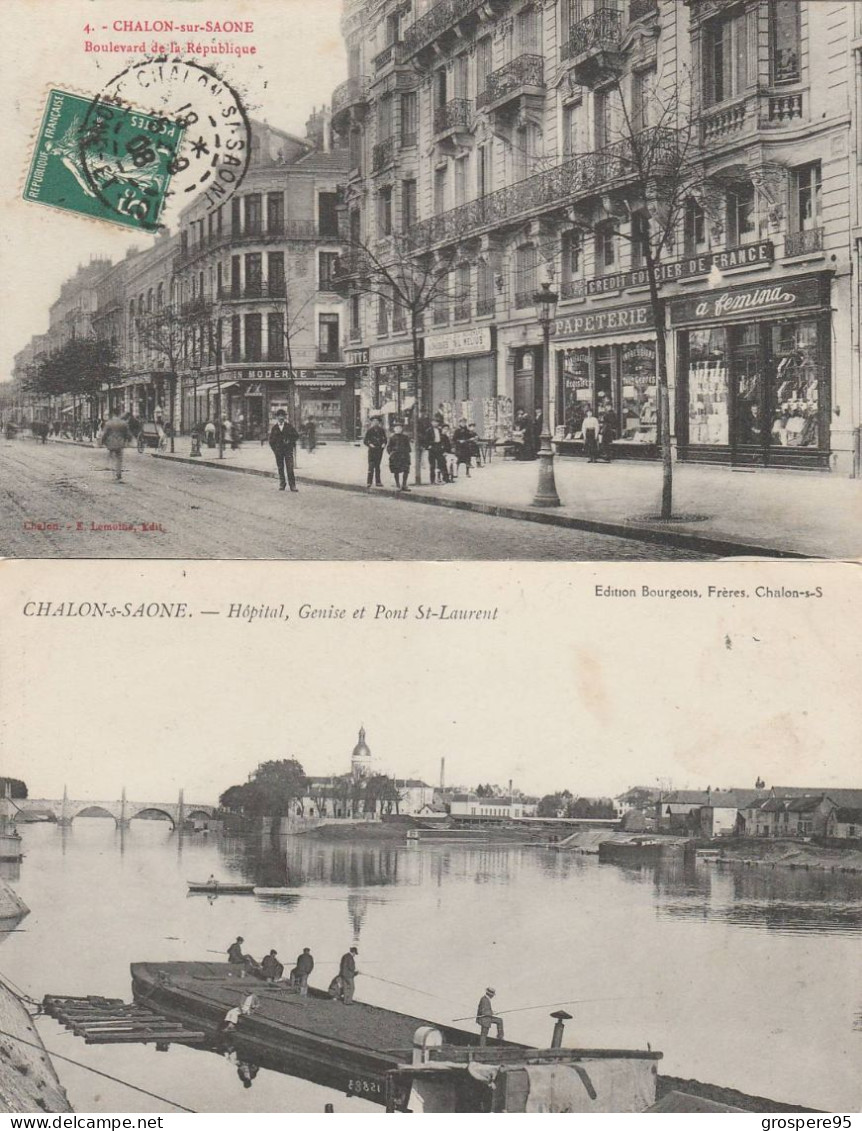 CHALON SUR SAONE BOULEVARD DE LA REPUBLIQUE + HOPITAL GENISE ET PONT SAINT LAURENT - Chalon Sur Saone