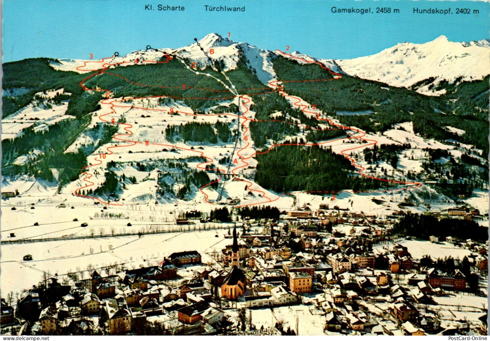 45185 - Salzburg - Bad Gastein , Seilbahnen , Ski Abfahrten , Verzeichnis Plan - Gelaufen 1973 - Bad Gastein