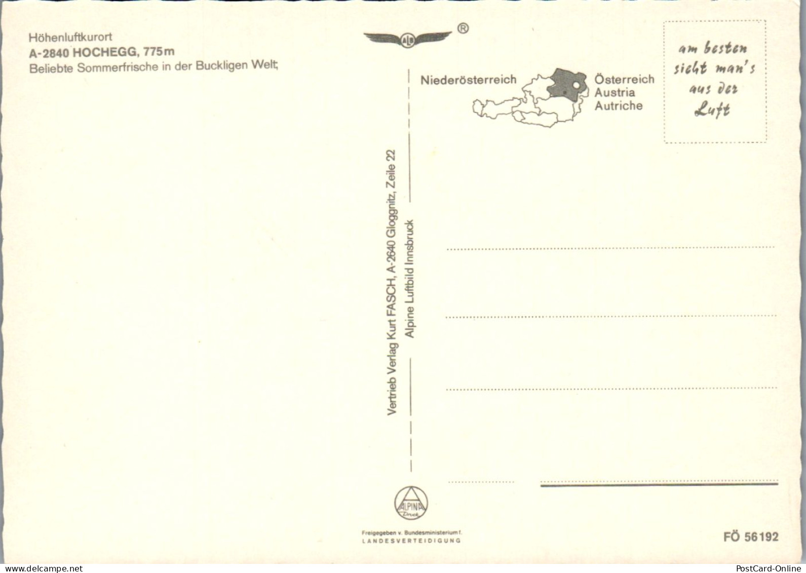 44947 - Niederösterreich - Hochegg , Panorama , Bucklige Welt - Nicht Gelaufen  - Neunkirchen