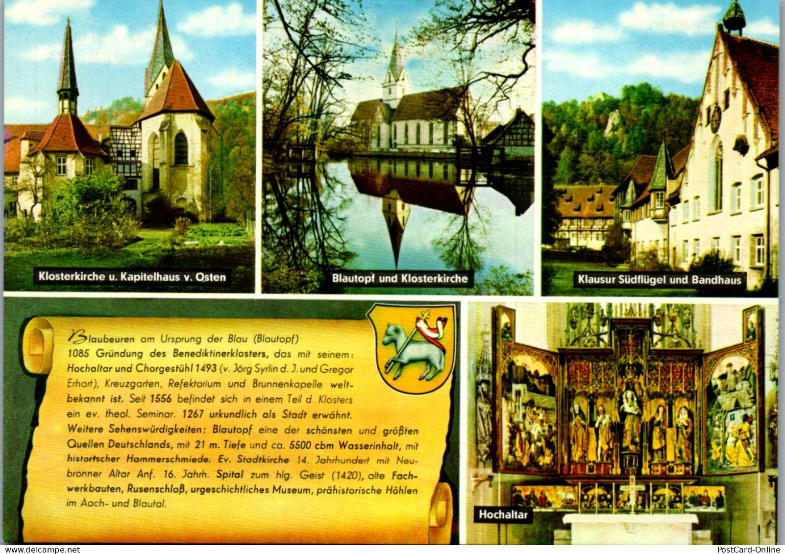 44953 - Deutschland - Blaubeuren , Blautopf , Klausur Südflügel Und Bandhaus , Klosterkirche , Mehrbildkarte - Blaubeuren