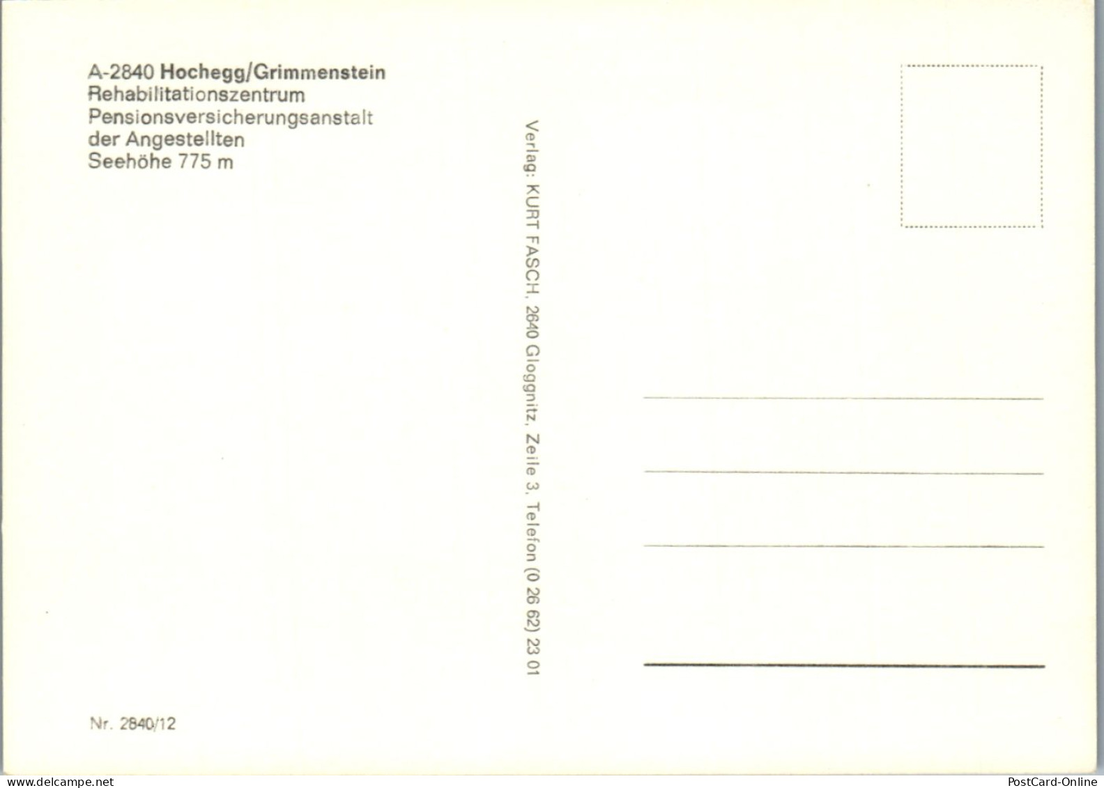 44945 - Niederösterreich - Hochegg , Grimmenstein , Humor , Rehabilitationszentrum - Nicht Gelaufen  - Neunkirchen