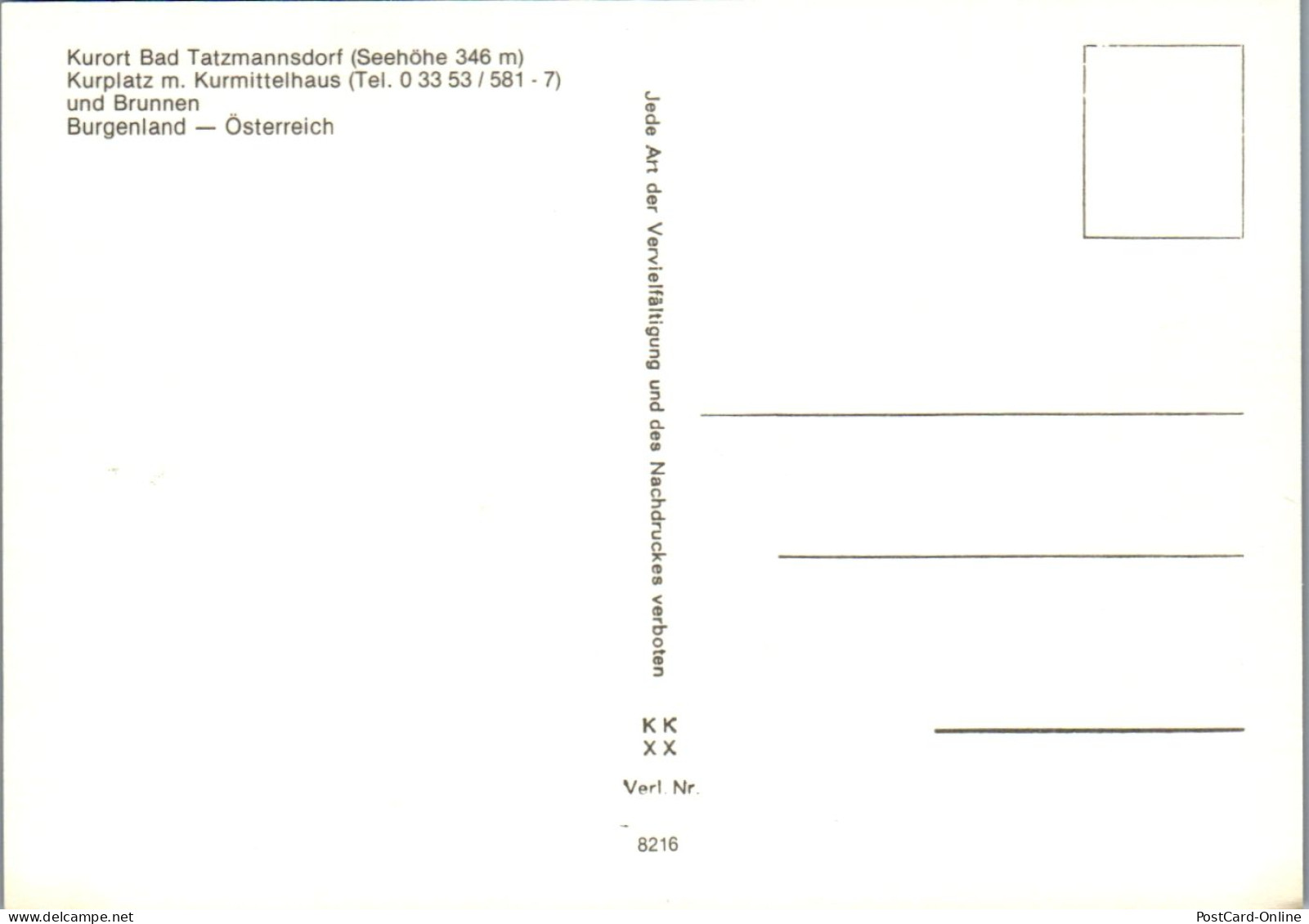 44905 - Burgenland - Bad Tatzmannsdorf , Kurplatz M. Kurmittelhaus U. Brunnen - Nicht Gelaufen  - Oberwart