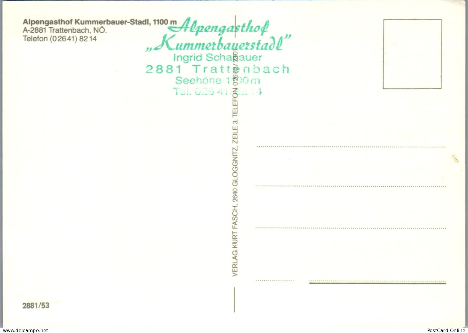 44868 - Niederösterreich - Trattenbach , Gasthof Kummerbauer Stadl - Nicht Gelaufen  - Neunkirchen