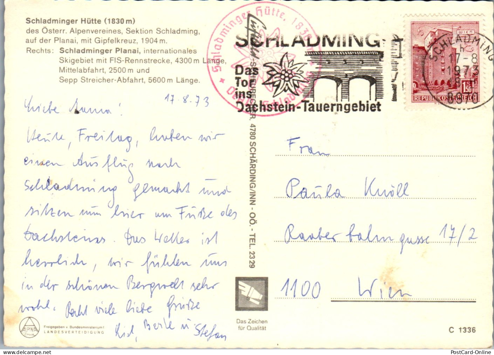 44745 - Steiermark - Schladming , Planai , Hütte , Schladminger Tauern , Streicher , FIS - Gelaufen 1973 - Schladming