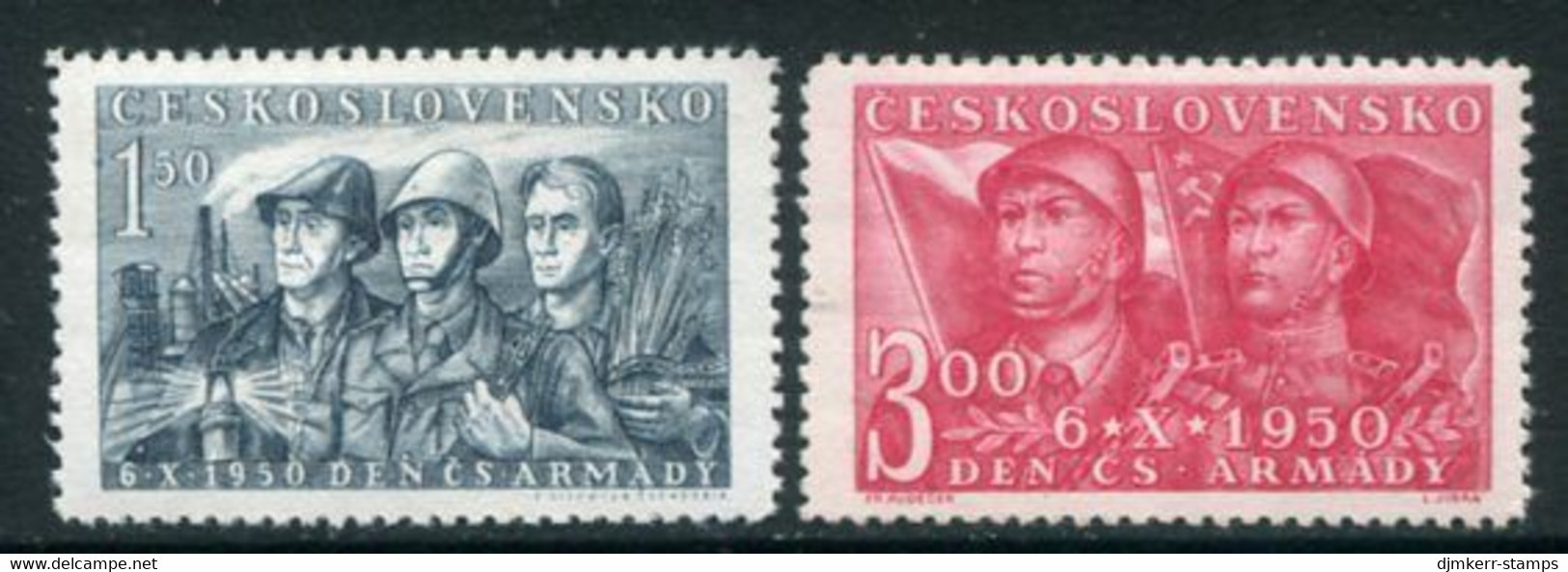 CZECHOSLOVAKIA 1950 Army Day MNH / **.  Michel 626-27 - Unused Stamps