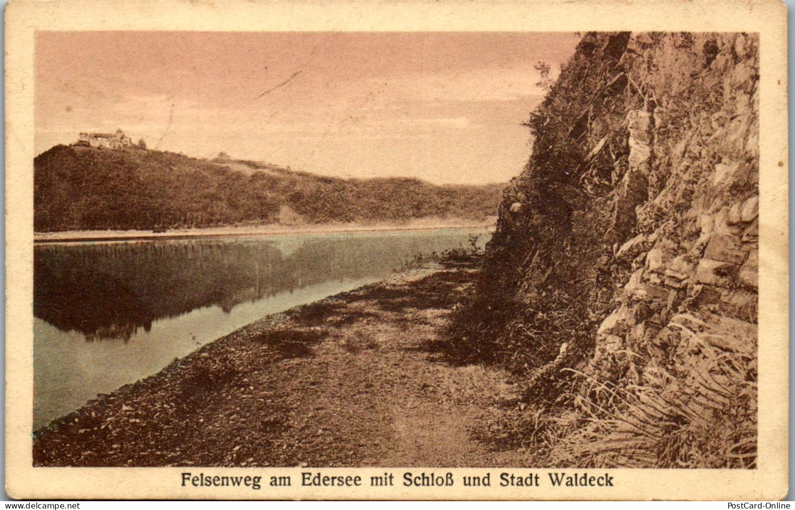 45695 - Deutschland - Waldeck , Felsenweg Am Edersee Mit Schloß Und Stadt Waldeck , Edertalsperre , Edertal - 1920 - Edersee (Waldeck)