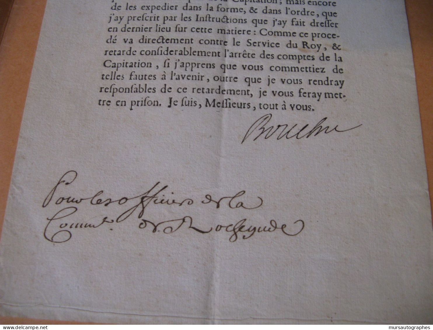 ETIENNE-JEAN BOUCHU Autographe Signé 1697 INTENDANT GRENOBLE IMPOTS TAILLE - Historische Personen