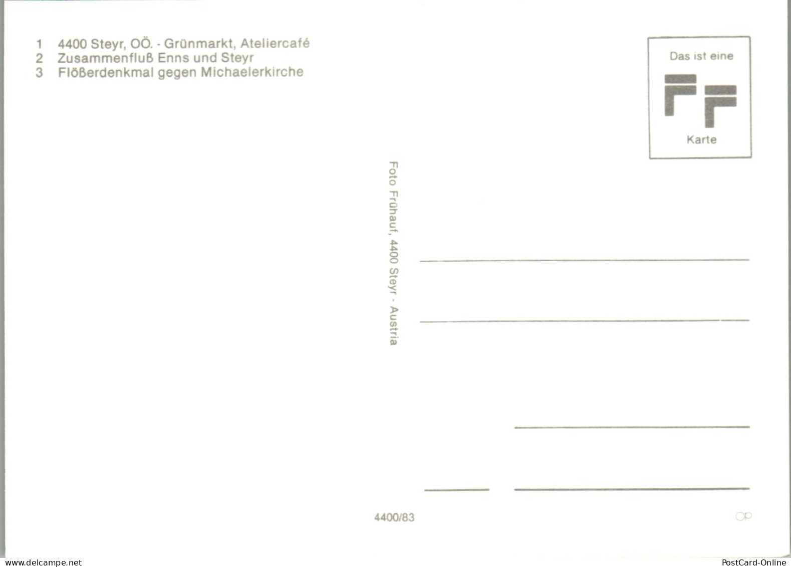 45575 - Oberösterreich - Steyr , Grünmarkt , Ateliercafe , Flößerdenkmal , Michaelerkirche , Eisenstadt - N. Gelaufen  - Steyr