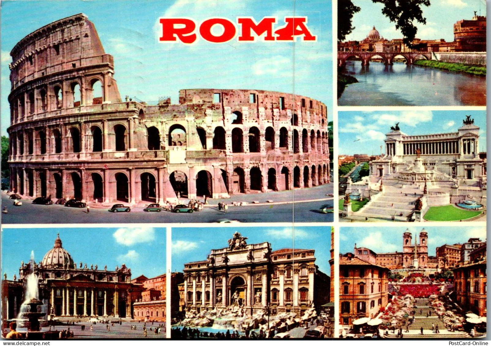 45553 - Italien - Rom , Mehrbildkarte - Gelaufen 1971 - Panoramische Zichten, Meerdere Zichten