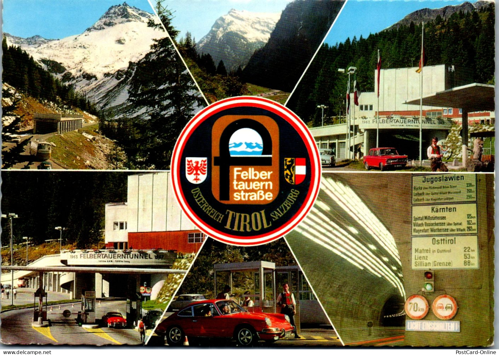 45497 - Tirol - Salzburg , Felbertauernstrasse , Felbertauerntunnel , Porsche , Mehrbildkarte - Gelaufen 1971 - Matrei In Osttirol