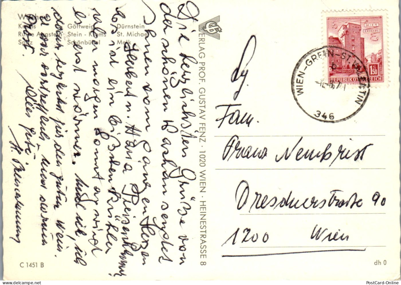 45420 - Niederösterreich - Wachau , Schönbühel , Dürnstein , Göttweig , Spitz , Stein , Mehrbildkarte - Gelaufen 1971 - Wachau