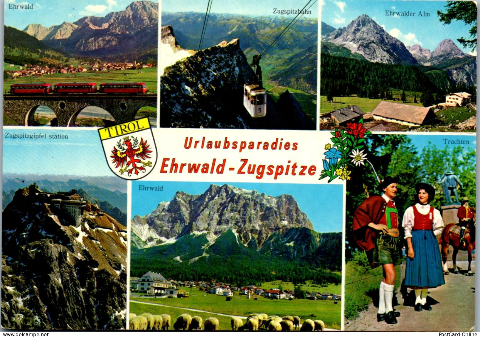 45352 - Tirol - Ehrwald , Zugspitze , Trachten , Alm , Mehrbildkarte - Gelaufen 1971 - Ehrwald