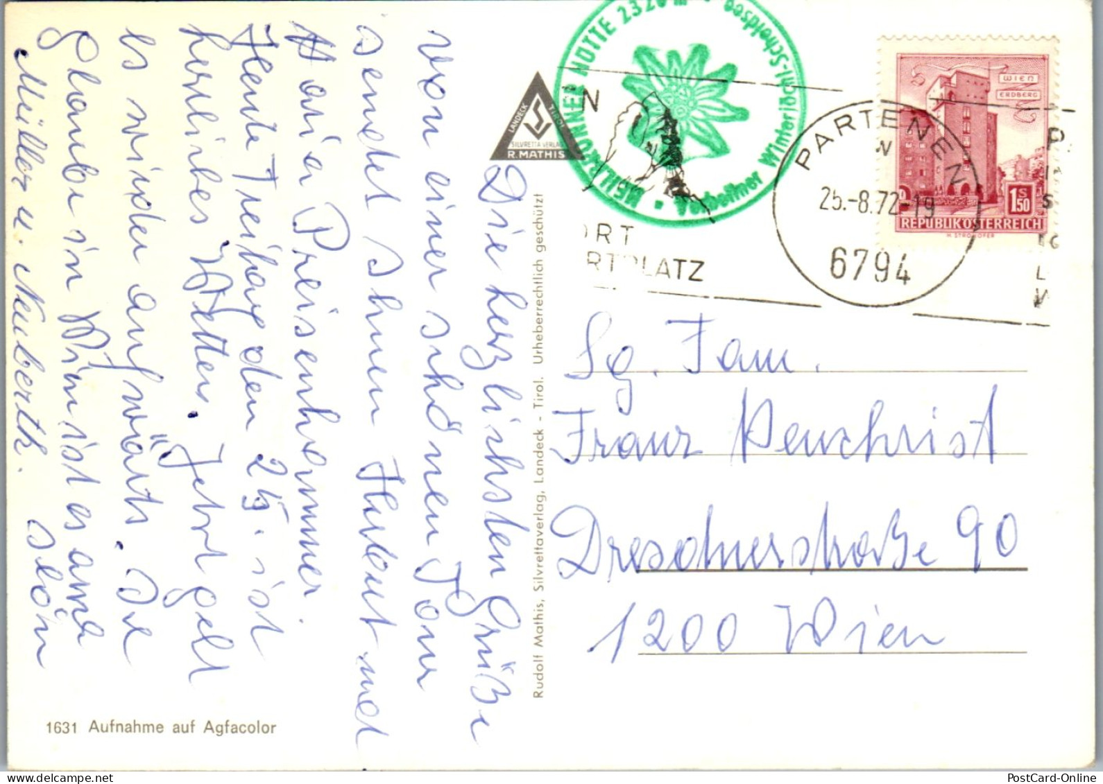 45328 - Vorarlberg - Partenen , Ludwig Dürr Weg , Konstanzerhütte , Heilbronnerhütte , Galtür , Mehrbildkarte -1972 - Gaschurn