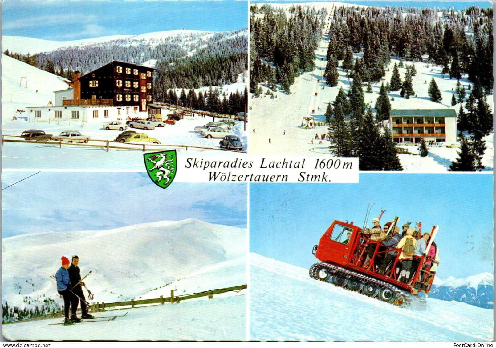 45312 - Steiermark - Lachtal , Wölzer Tauern , Ski , Pistenraupe , Wölzertauern , Mehrbildkarte - Gelaufen 1975 - Scheifling