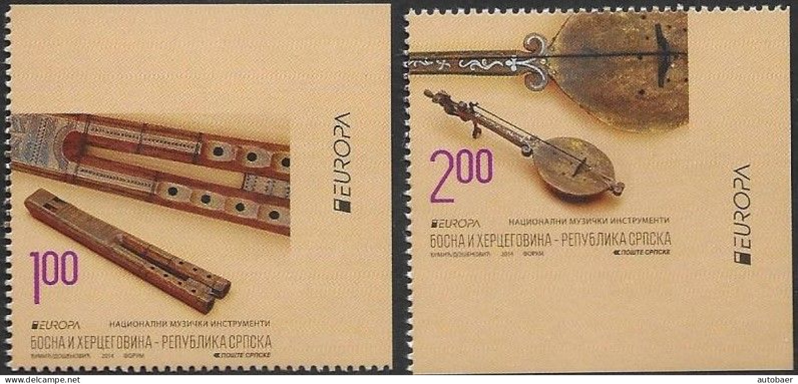 Bosna Bosnia Bosnien Serbia Serba 2014 Europa Cept Michel 623-24E ** MNH Neuf Postfrisch Unperforated 2 Sides - 2014