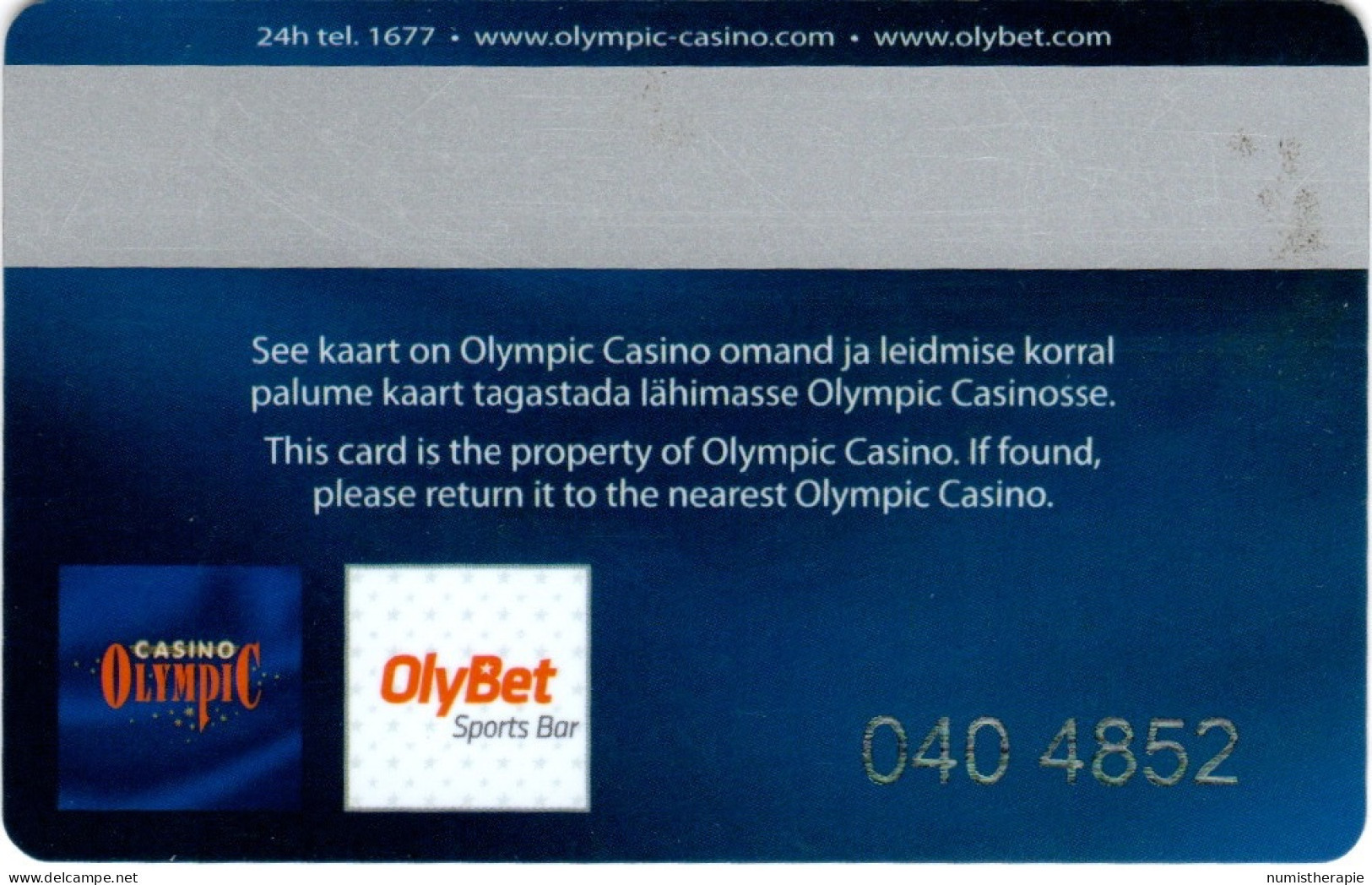 Casino Olympic : Bonus Club : Estonie - Tarjetas De Casino