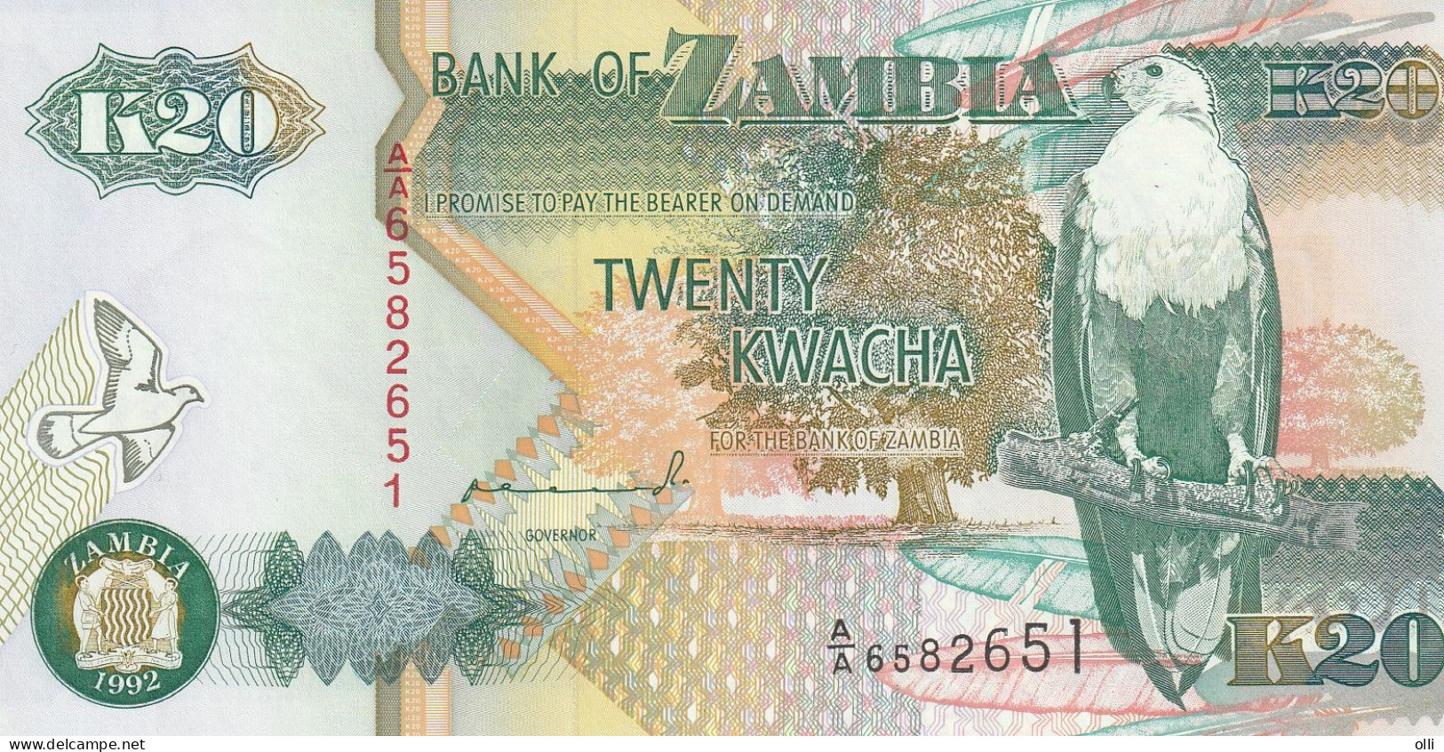 ZAMBIA 20 KWACHA 1992 P-36 UNC - Zambie