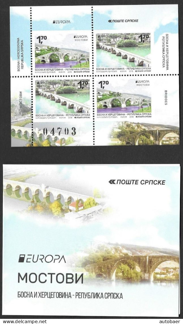 Bosna Bosnia Bosnien Serbia Serba 2018 Europa Cept Michel MH 21 (749-50D/E) Carnet Booklet ** MNH Neuf Postfrisch - 2018