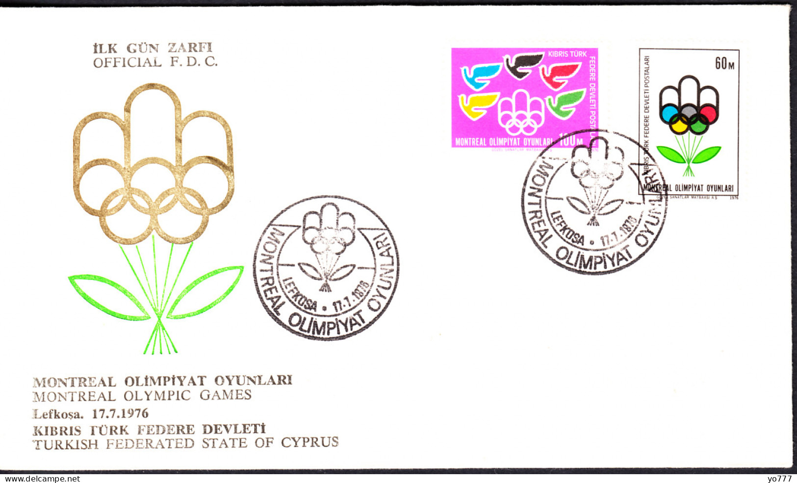 KK-009 1976 Northern Cyprus Montreal Olympic Games F.D.C. - Brieven En Documenten