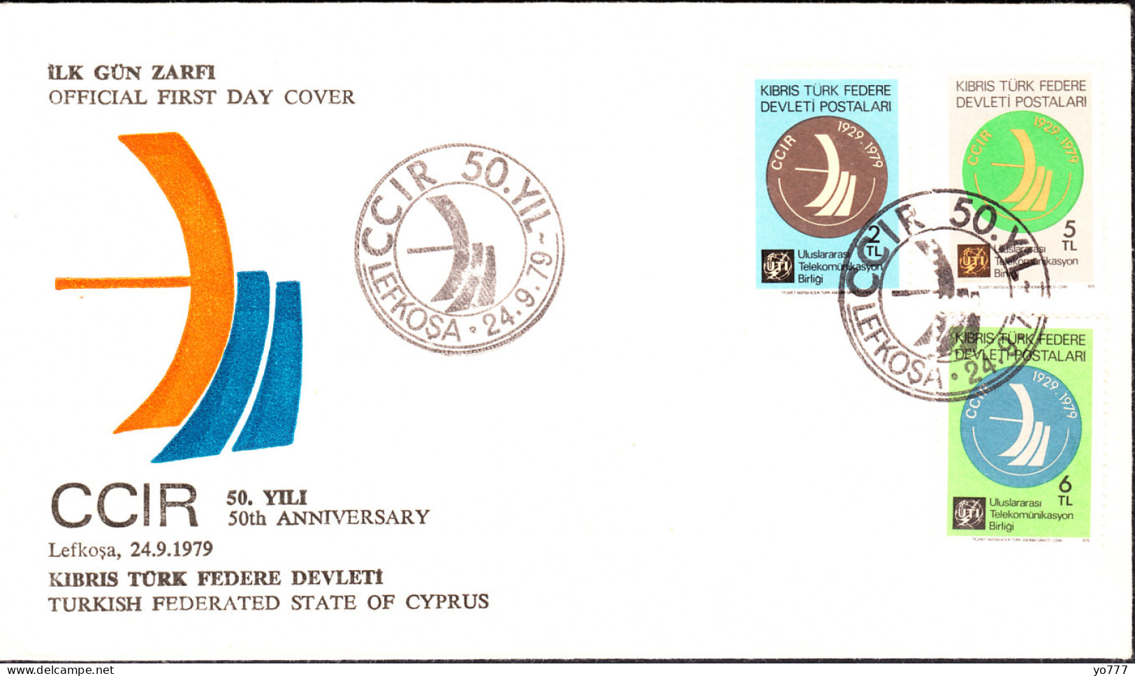 KK-024 NORTHERN CYPRUS THE 500th ANNIVERSARY OF THE INTERNATIONAL COSULTATIVE RADIO COMMITTEE F.D.C. - Storia Postale