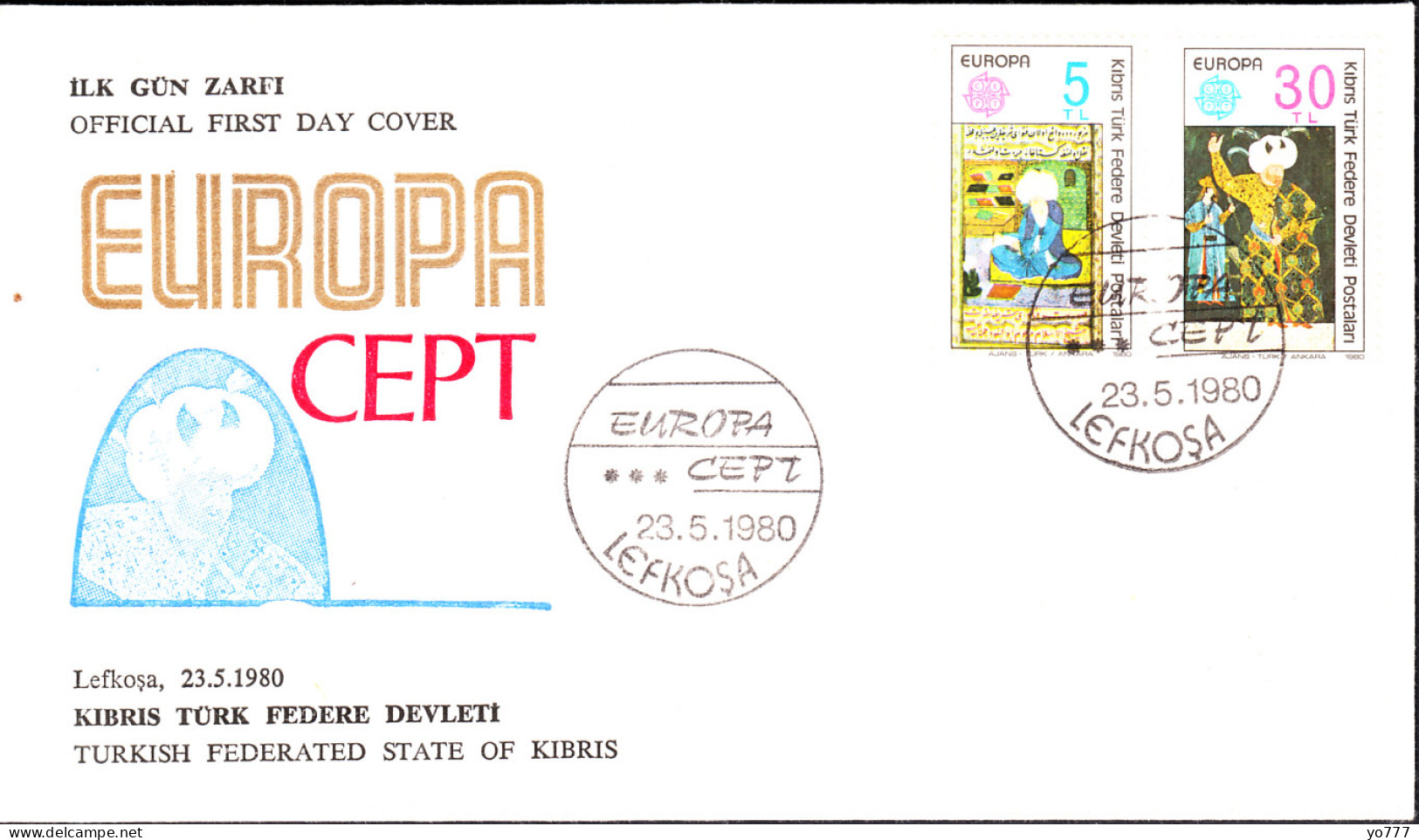 KK-027 NORTHERN CYPRUS EUROPA CEPT F.D.C. - Brieven En Documenten