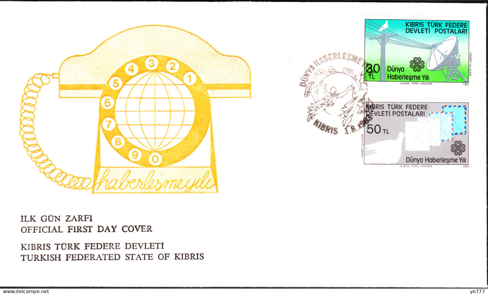 KK-046 NORTHERN CYPRUS COMMUNICATION YEAR F.D.C. - Covers & Documents