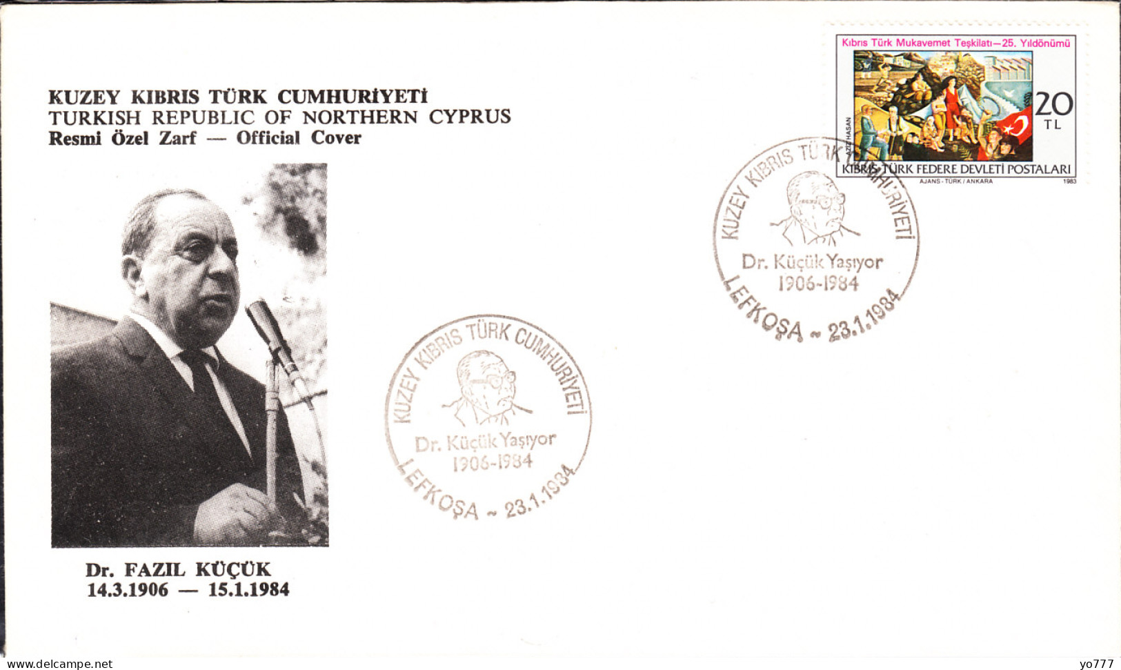 KK-048 NORTHERN CYPRUS DR FAZIL KUCUK F.D.C. - Cartas & Documentos