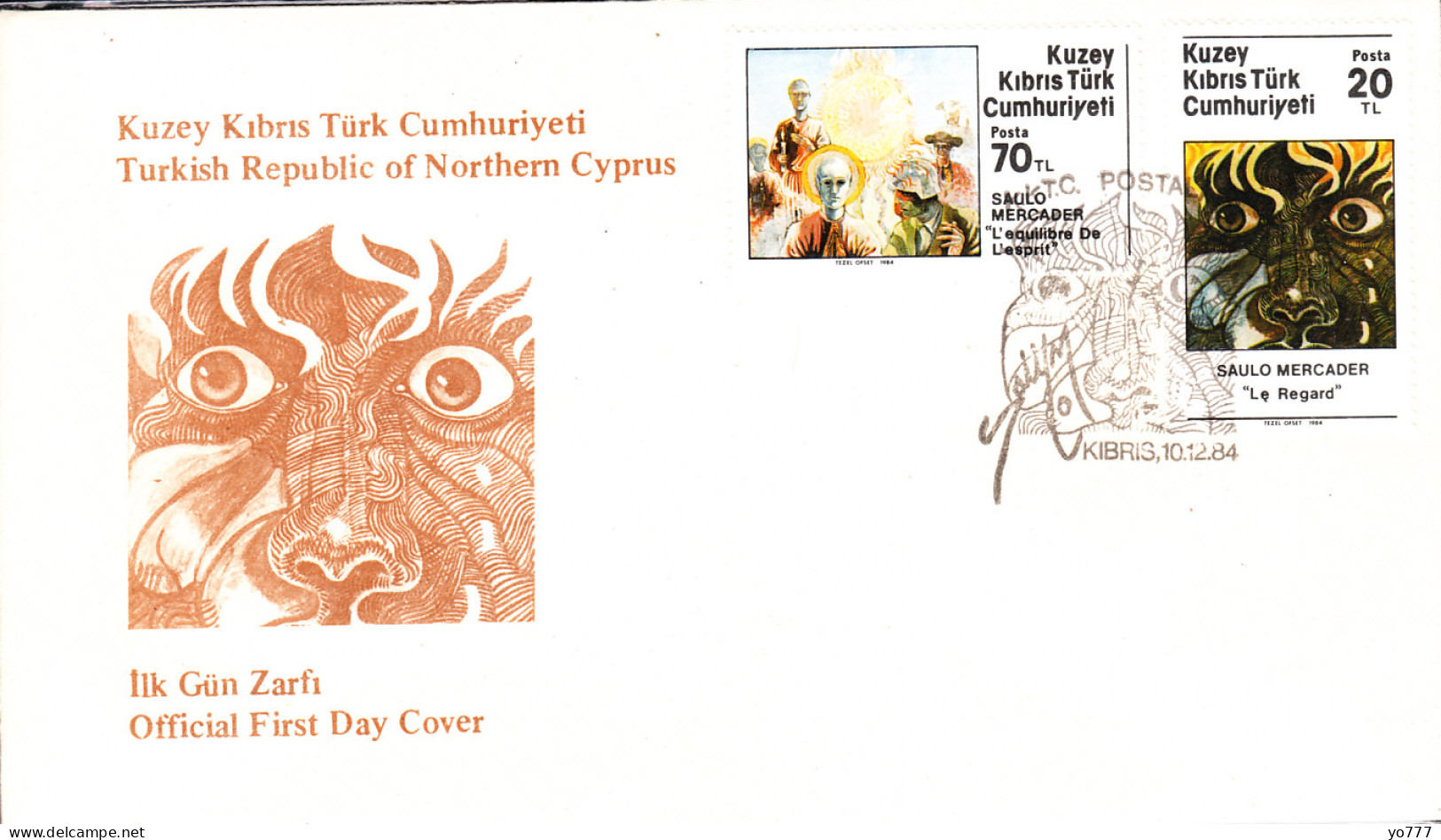 KK-056 NORTHERN CYPRUS PAINTER SAULO MERCADER F.D.C. - Lettres & Documents