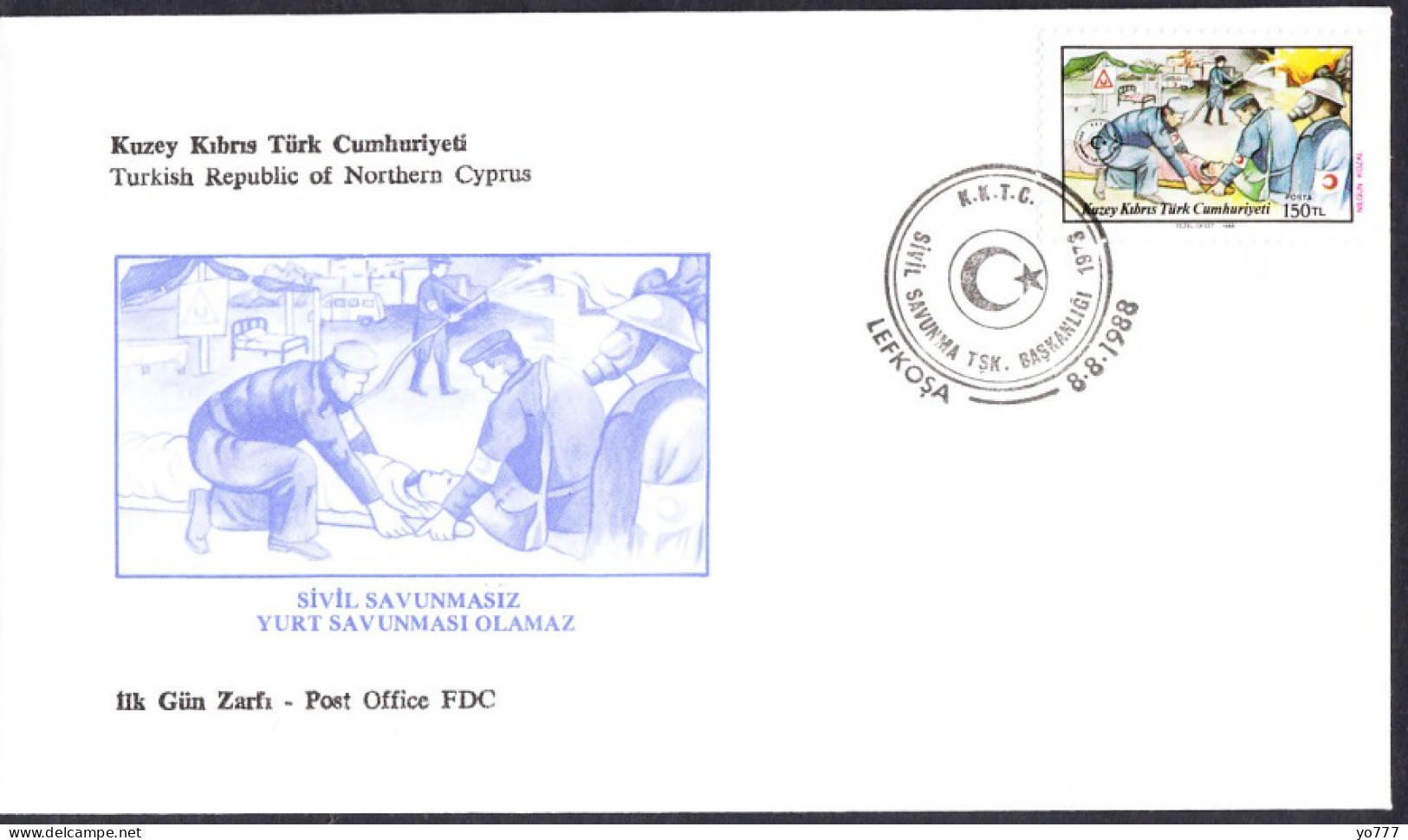 KK-084 NORTHERN CYPRUS CIVIL DEFENCE F.D.C. - Covers & Documents