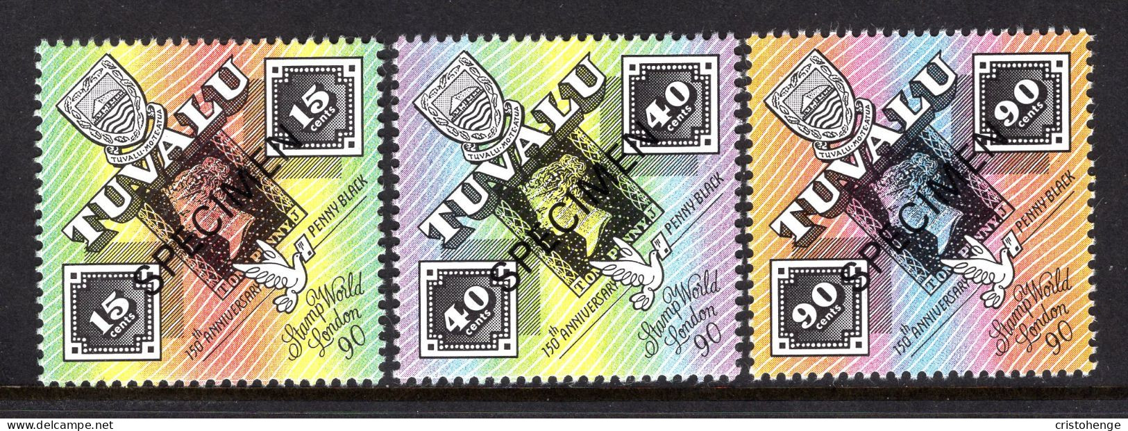 Tuvalu 1990 150th Anniversary Of The Penny Black - SPECIMEN - Set MNH (SG 574-576) - Tuvalu