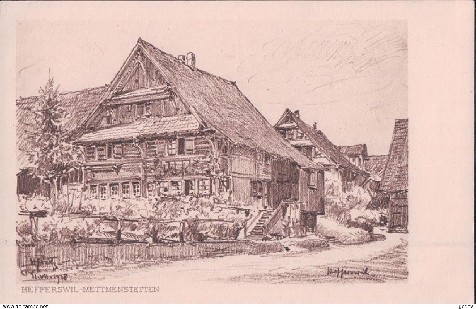 Hefferswil, Mettmenstetten ZH, Bauernhäuser Par Illustrateur, Litho (2718) - Mettmenstetten