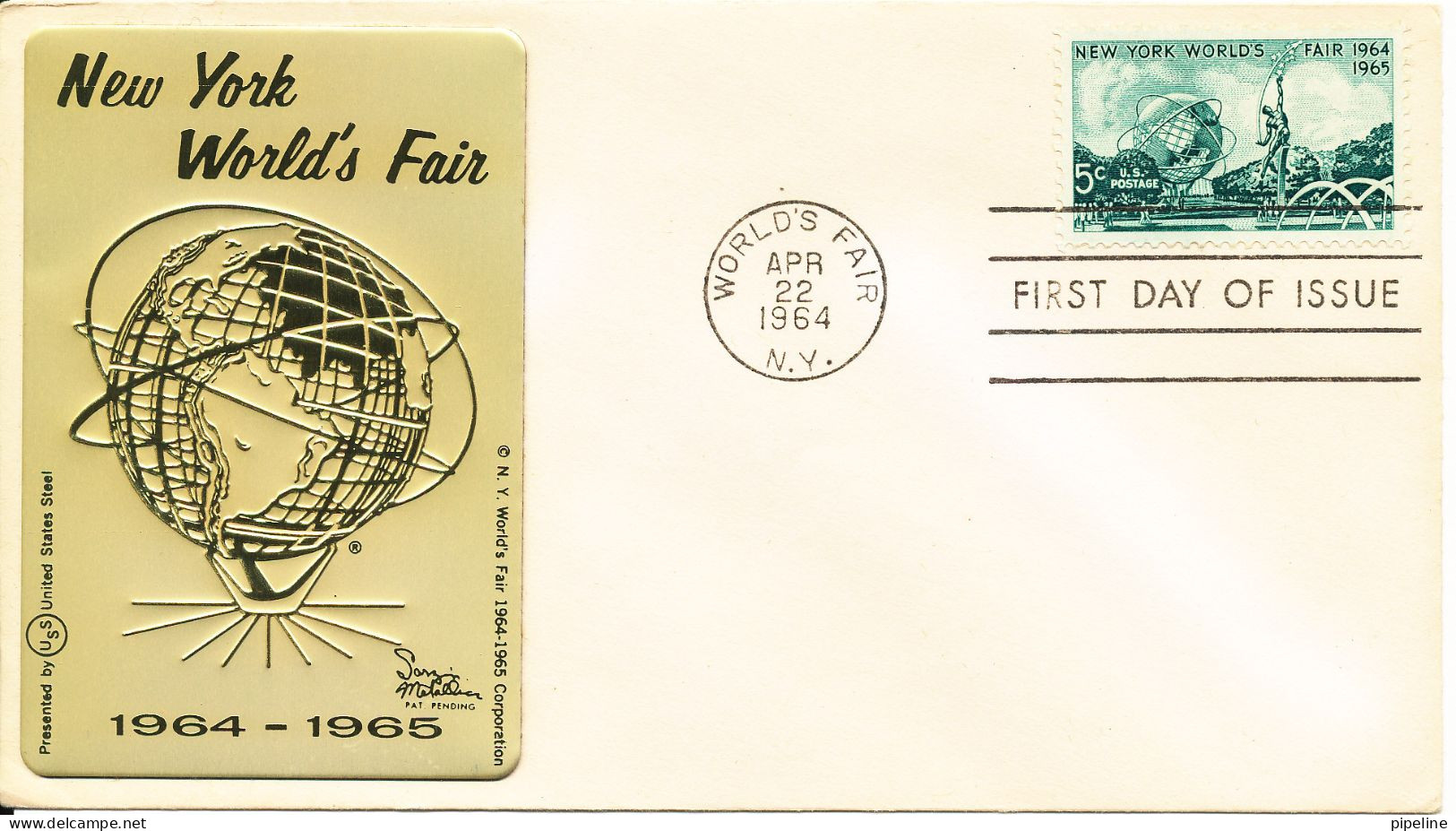 USA FDC World's Fair 22-4-1964 With Metalic Cachet United States Steel - 1961-1970