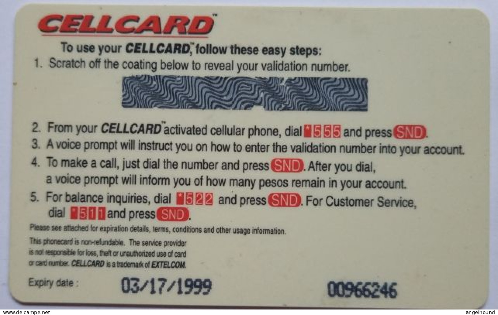 Philippines Extelcom Cellcard P250 MINT - Wow Wow Win - Filippine